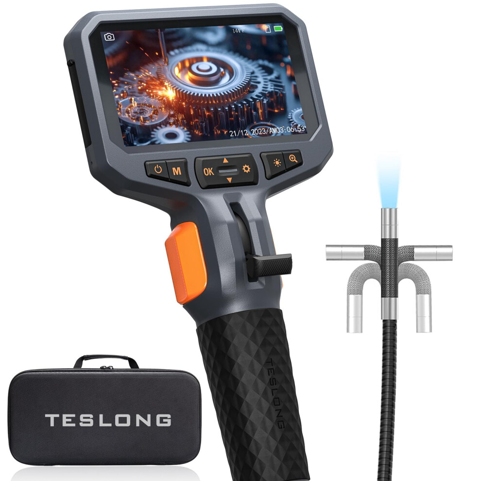 Teslong Articulating Endoscope Inspection Camera, 4.5'' Ips Two-Way Inspection Camera With Articulated Probe, Flexible Borescope With For Wall/ Light 71852867
