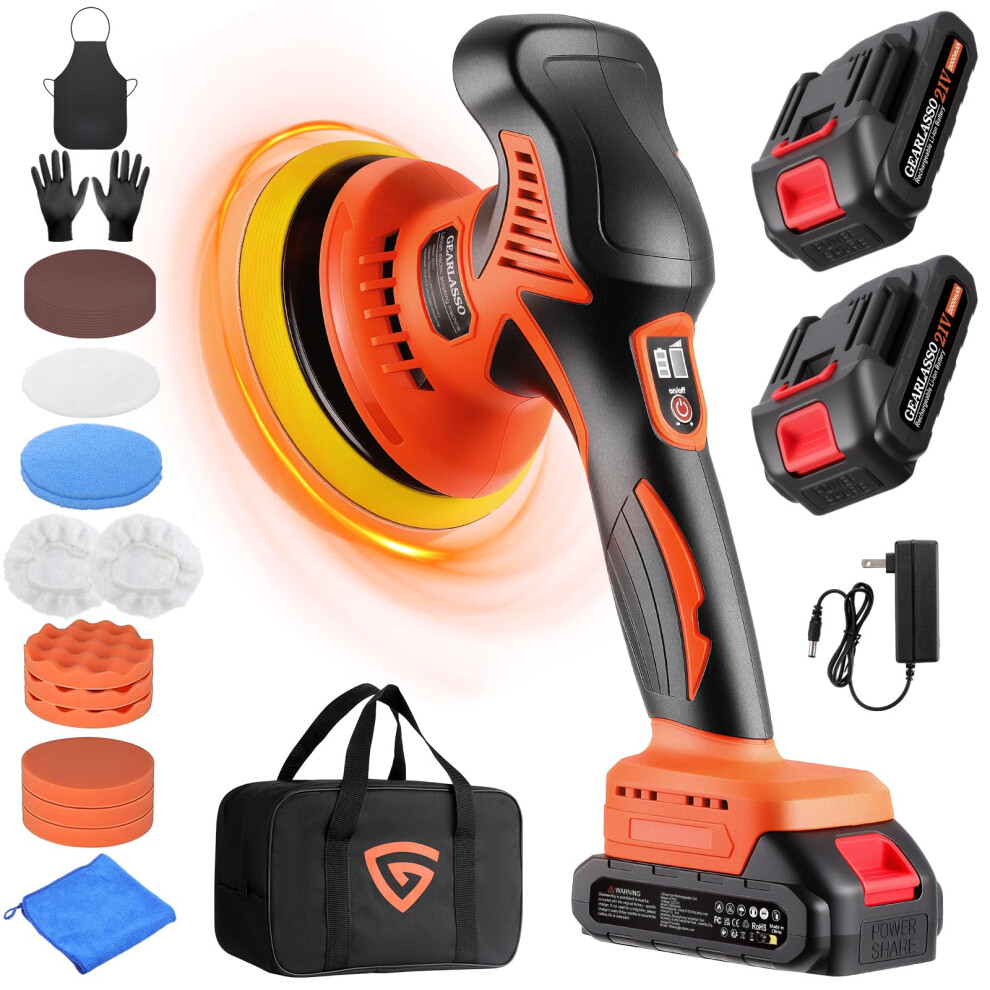 Gearlasso Cordless Car Buffer Polisher, 8 Variable Speed Car Polisher 2800-6000Rpm Car Polishing Machine With 2X 21V 2.0Ah Batteries And 17 Piece Pol 91855503