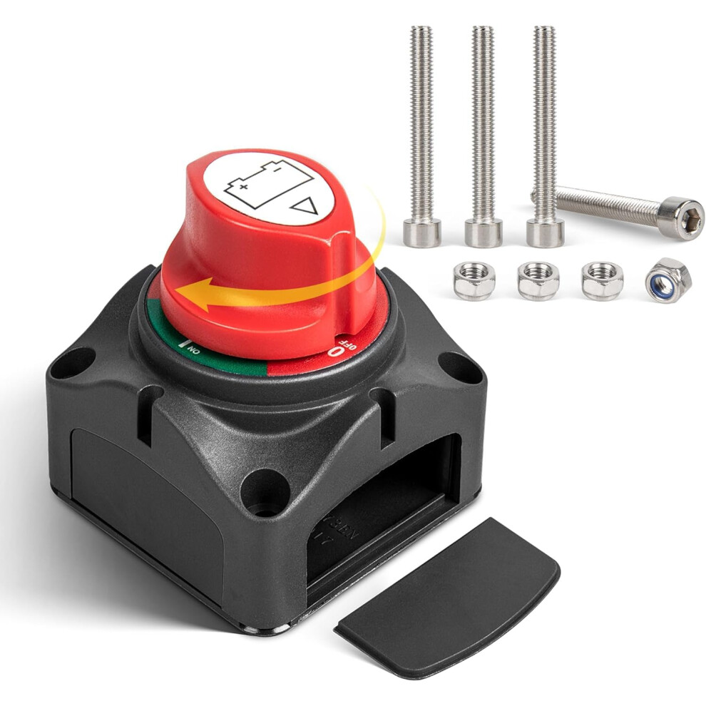 Wolf On-Off Battery Switch Dc 12V-48V 275A, Heavy Duty Marine Power Cut Master Disconnect Isolator, Ignition Protected For Automotive Rv Marine K Red 47307209