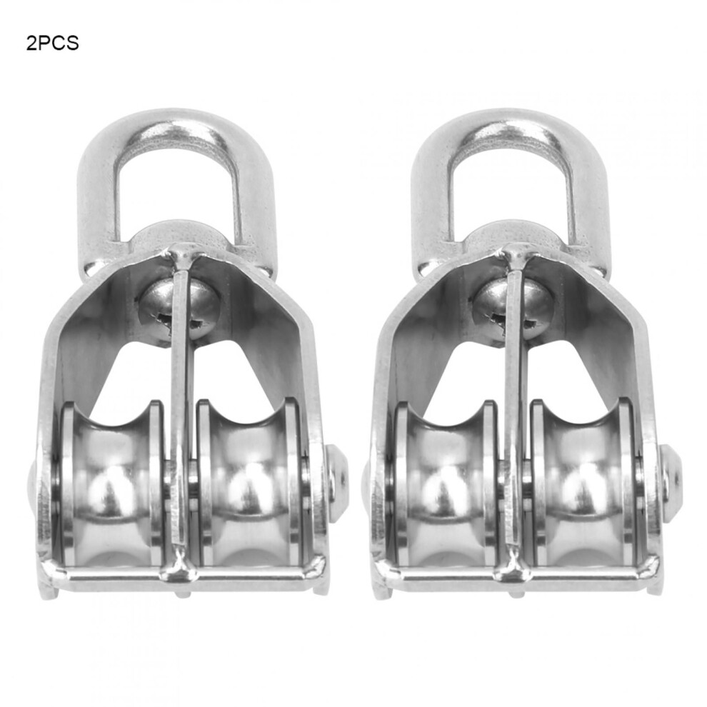 Stainless Steel 304 Double Wheel Fixed Pulley 2Pcs 959110232491