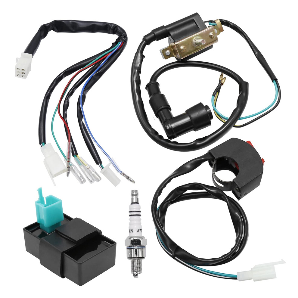 Hoypeyfiy 5 Wiring Loom Kill Switch Coil Cdi Spark Plug Rebuild Kit Fit For 110Cc 125Cc 140Cc Pit Bike 19430584