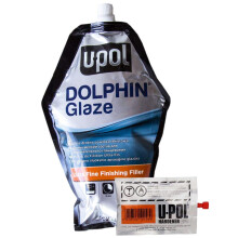 U-POL Dolphin Glaze Brushable Stopper Putty Hardener Self Levelling New Dent Hole Rust Body Filler UPOL BAGDOL 440ml Ideal for Stone Chips/Pin Holes/