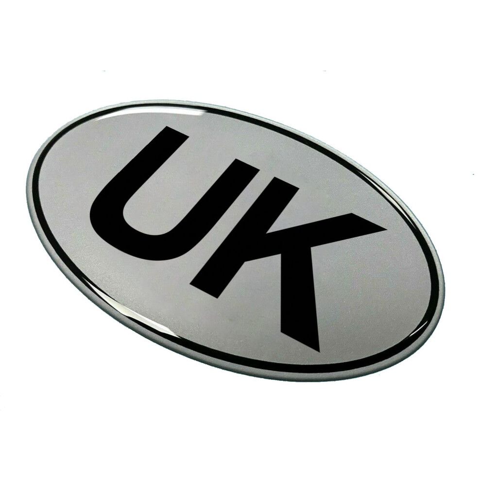 Uk Car Oval Gel Domed Sticker 75Mm X 43Mm Sticker/Decal - Retro - On Black/Silver 31216043