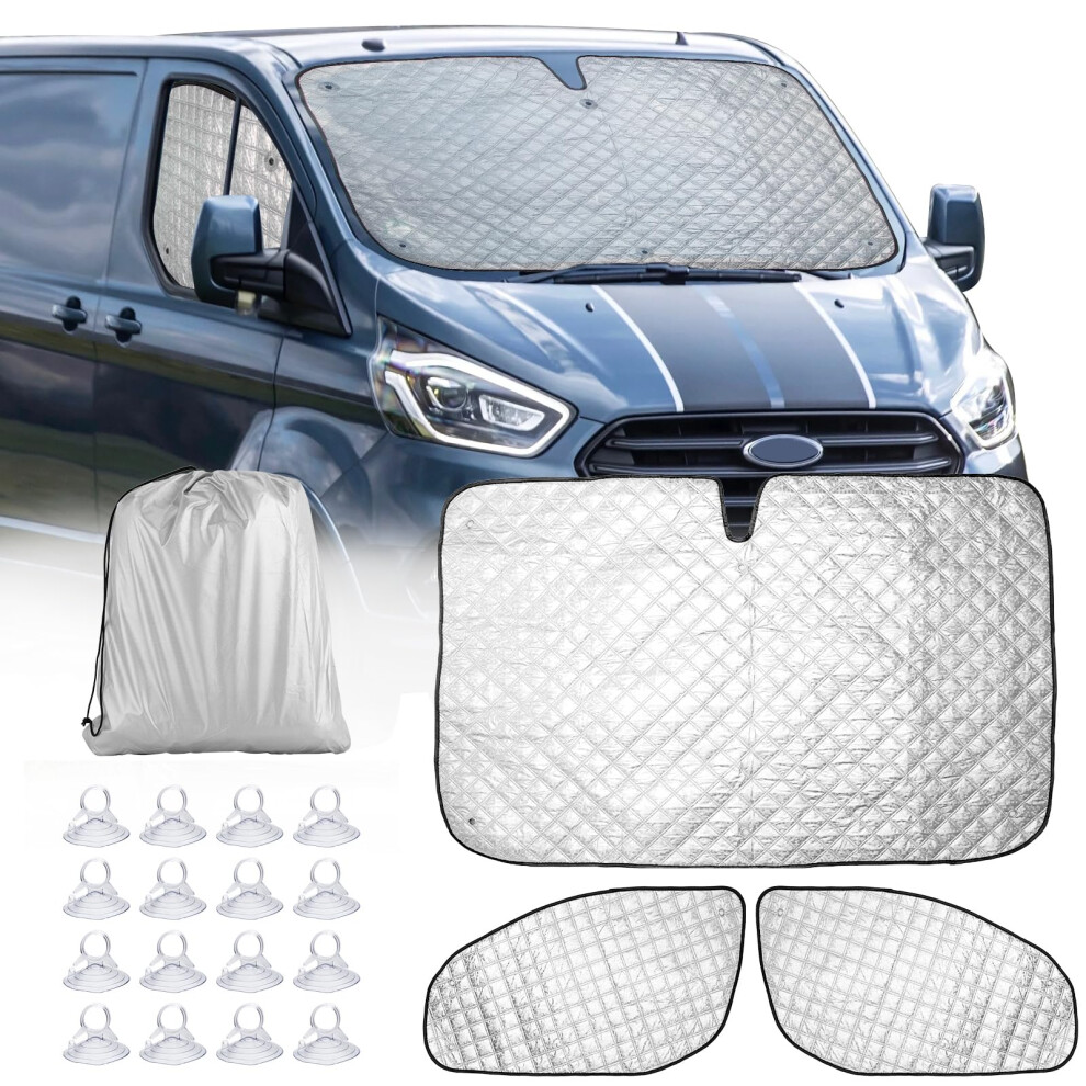 Cicmod Windscreen Cover Front Window Sunshade Screen Cover Internal Thermal Blind For Ford Transit Custom Van - Silver 94628470