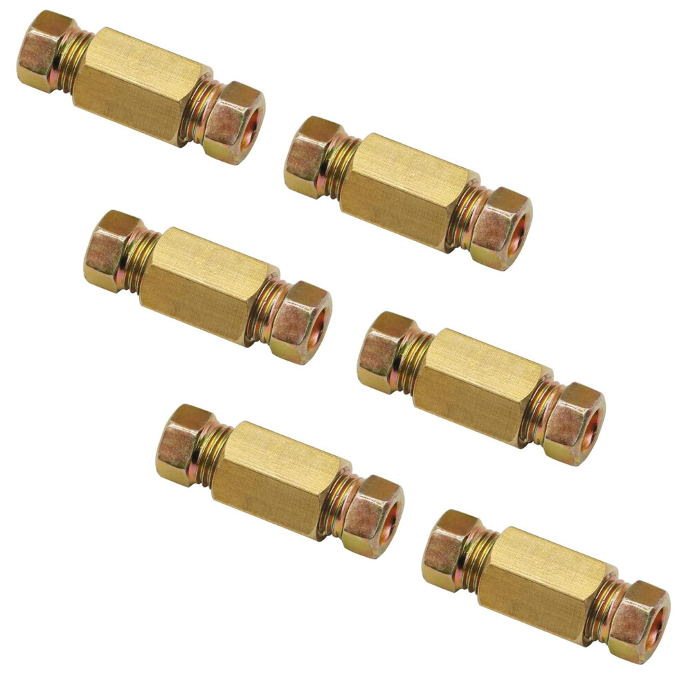 3/16" Brake Pipe Fittings Set, 6 Unions And 12 Nuts For 4.75Mm Sae Flaring Brake Line Kit 83638374
