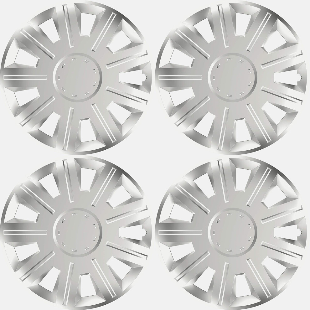 Versaco Car Wheel Trims Victory14 - 14 Inch 9-Spoke - Boxed Set Of 4 Hubcaps - Includes Fittings/Instructions Silver 78152939