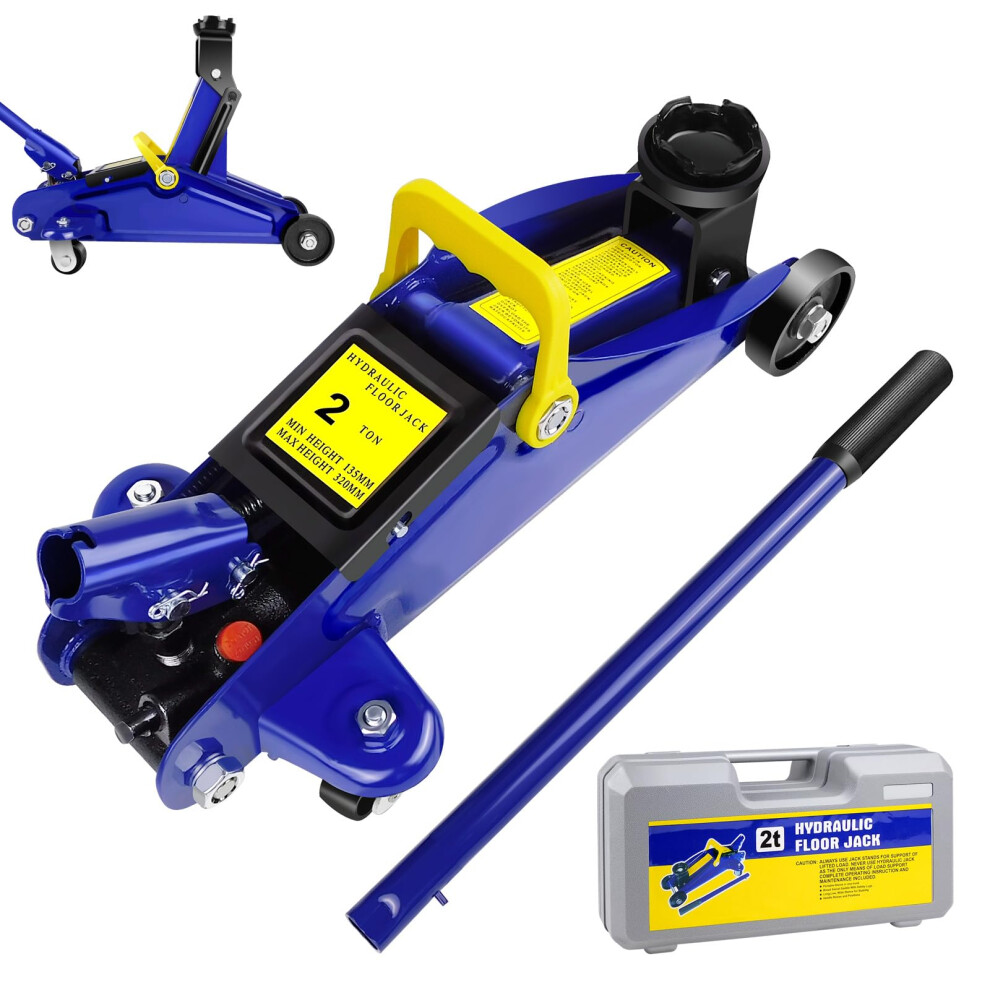 Car Lift Jack Low Profile Floor Jack Hydraulic Trolley Service, 2 Tonne / 4000Lbs Load Capacity, Lift Range 5.3" To 12.6", With Swivel Casters, Carry 77897503