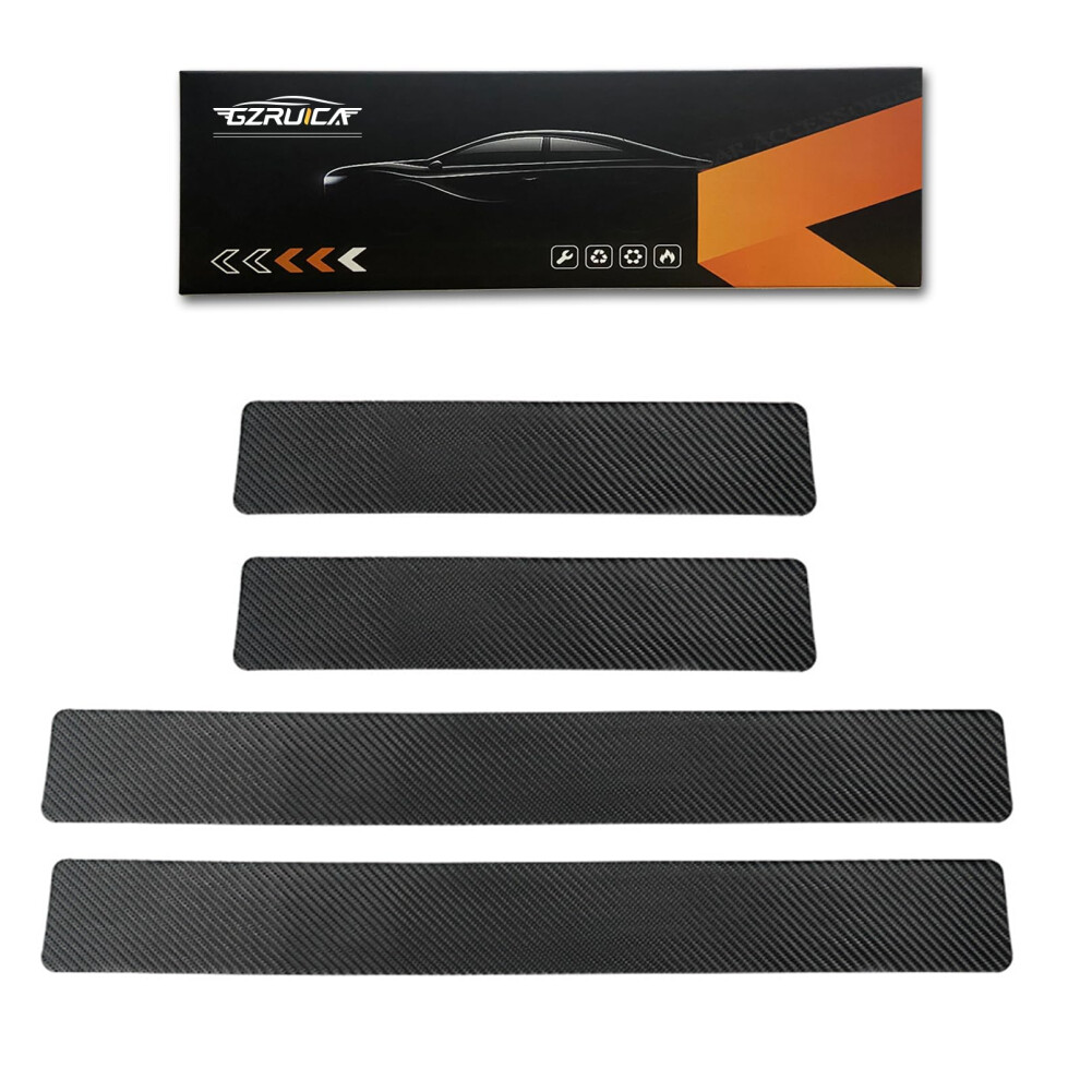 Gzruica Door Sill Plate Protectors For Car - Universal Door Entry Guards Sill Scuff Cover Panel Step Protector, Welcome Pedal Protector Cover, Carbon 43255948