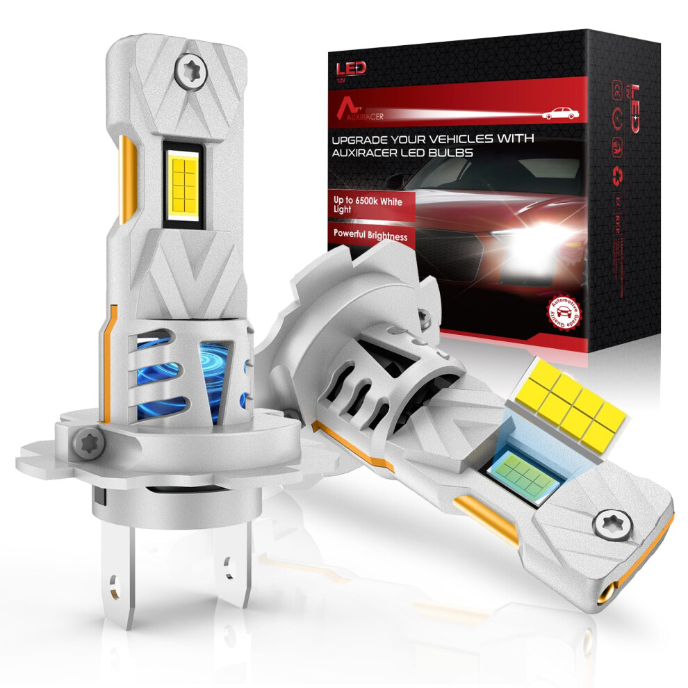 Auxiracer H7 Led Headlight Bulb - 32000Lm 6500K Brighter, 100W Headlight Bulb Led With Fan, 1:1 Size, Ip68 Waterproof, Plug And Play Easy Installatio 73742555