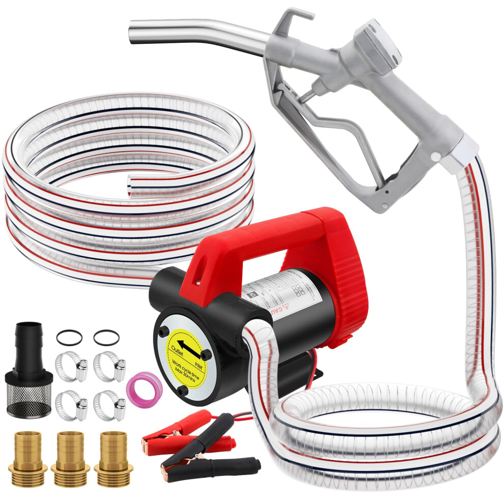 Velpax 12V 200W Electric Diesel Transfer Pump, 45L/Min Fuel Transfer Pumps, Self Priming Fuel Transfer Extractor Pump Kit With Aluminium Manual Nozzle And H