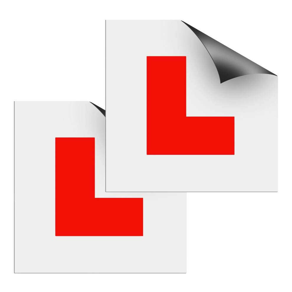 Evoges Magnetic L Plates For Learner Drivers, Reusable, Easy To Attach To Cars Vehicles, Weather Resistant, Thick Strong Magnet, Uk Compliant, P Red 79079006