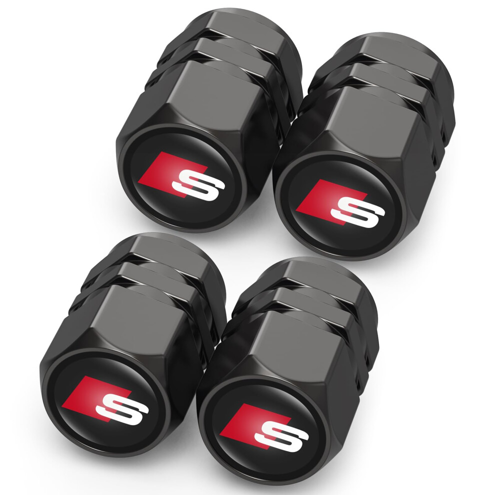 4Pcs Tyre Valve Caps, Car Tyre Caps Compatible With Audi S Line S1 S2 S3 S4 S5 S6 S7 S8 Sq2 Sq5 Sq7 Sq8, Leak-Proof Dust Caps For Car Tyres 77882615