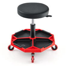 TANGZON 150KG Pneumatic Rolling Mechanic Stool, 41CM-55CM Height Adjustable & 360 Swivel Roller Creeper Seat with Removable Tool Tray and Wheels, He