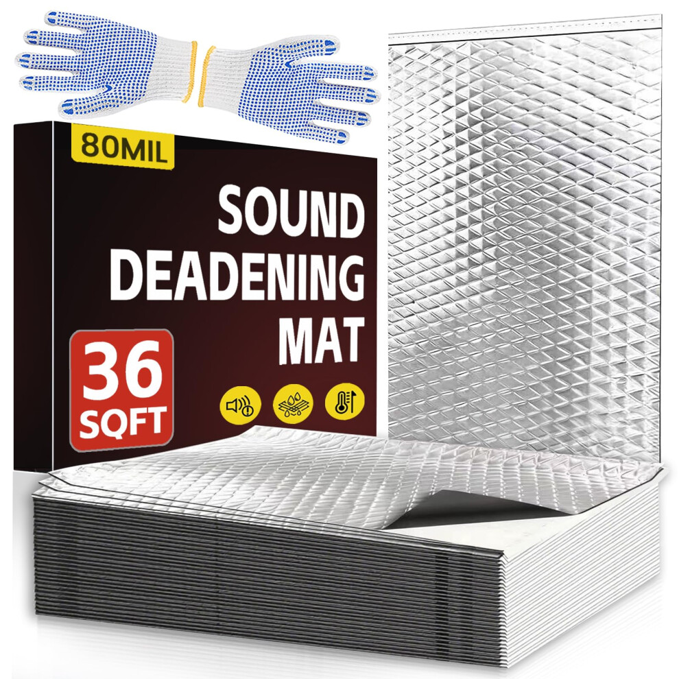 Dnsgoor 33 Pcs 80Mil (2Mm) 36 Sqft(3.4 Sqm) Car Sound Deadening Mat,Butyl Automotive Sound Deadener,Noise Insulation And Vibration Dampening Material 43672783