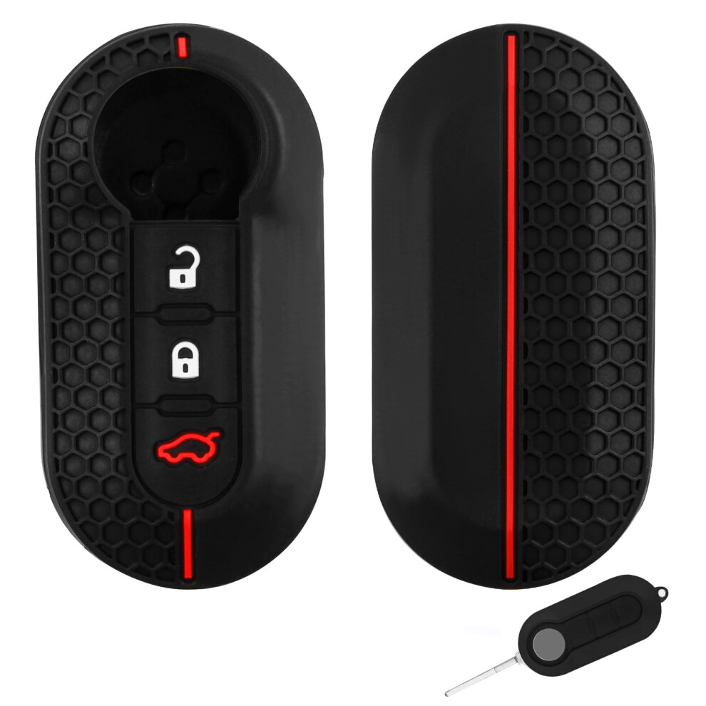 Car Key Cover For Fiat 3 Button 500 Flip Key Silicone Key Fob Cover For Fiat 500 Panda Punto Bravo Doblo Ducato Scudo Lancia Musa Delta, Car Key Case 52168468