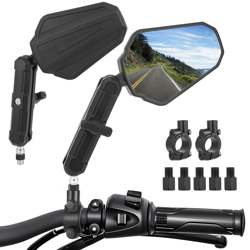 Heart Horse Motorcycle Mirrors, 7/8" Motorbike Handlebar Rearview Mirror With E Mark M8/M10 Screws And 2 Handlebar Clamps, Foldable Side Mirror Fit P 44761974