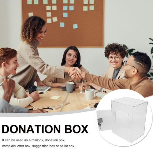 Gennemsigtig akryl donationskasse med lås 2