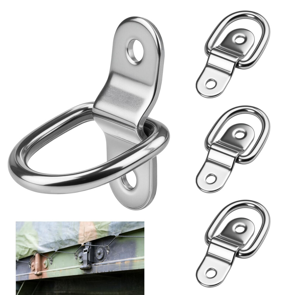 Ddckj 4 Pcs D Ring Tie Down Anchor 1/4 Inch Heavy Duty Lashing Rings Stainless Steel For Loads On Case Suv Trailers Truck Camper Motorhome Warehouse 84714275
