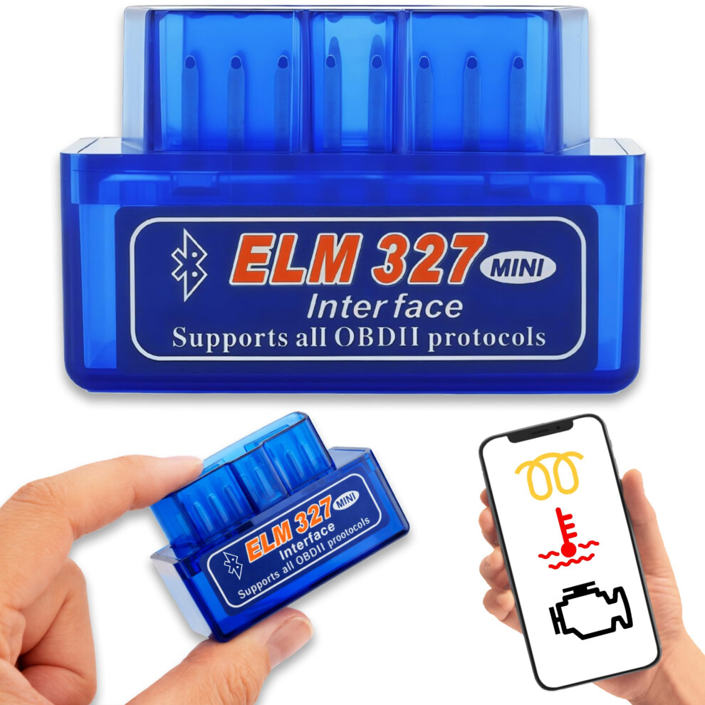 Rapid Revive - Bluetooth Obd2 327 Car Diagnostic Scanner V2.1 - Wireless Mini Obd 2 Code Reader For Car & Van Engine Diagnostics, Clear Fault Codes, 57399140