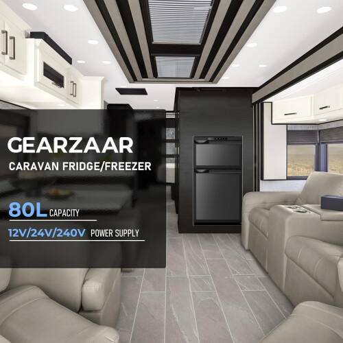 GEARFLOW 80L 12/24v Compressor Fridge Dual Refrigerator Freezer 2