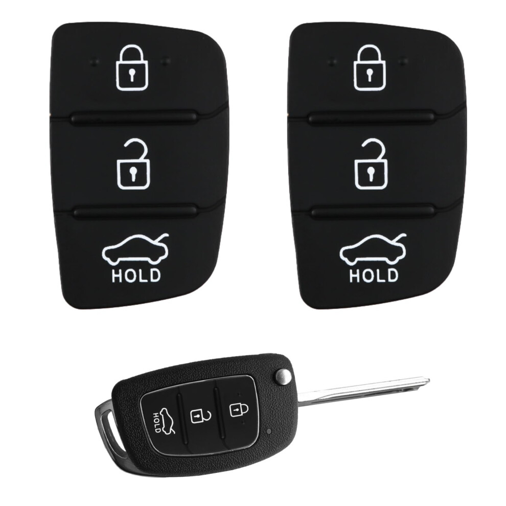 2 Pcsk 3-Button Key Fob Cover Replacement Car Key Cover Rubber Buttons Pads Compatible With Hyundai I40 I20 I30 I10 Ix20 Ix30 Ix35 Ix45 Ix55 Santa Fe 42287926