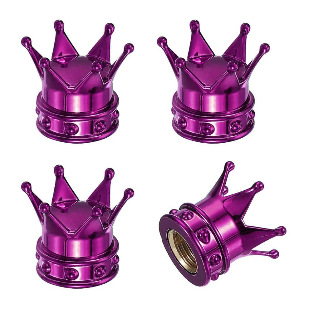 Patikil Crown Tire Valve Stem Caps, 4 Pcs Tire Valve Caps Vehicle Car Tire Air Caps Covers With O Rubber Ring Universal For Bicycle Suv Automotive, P 76946363