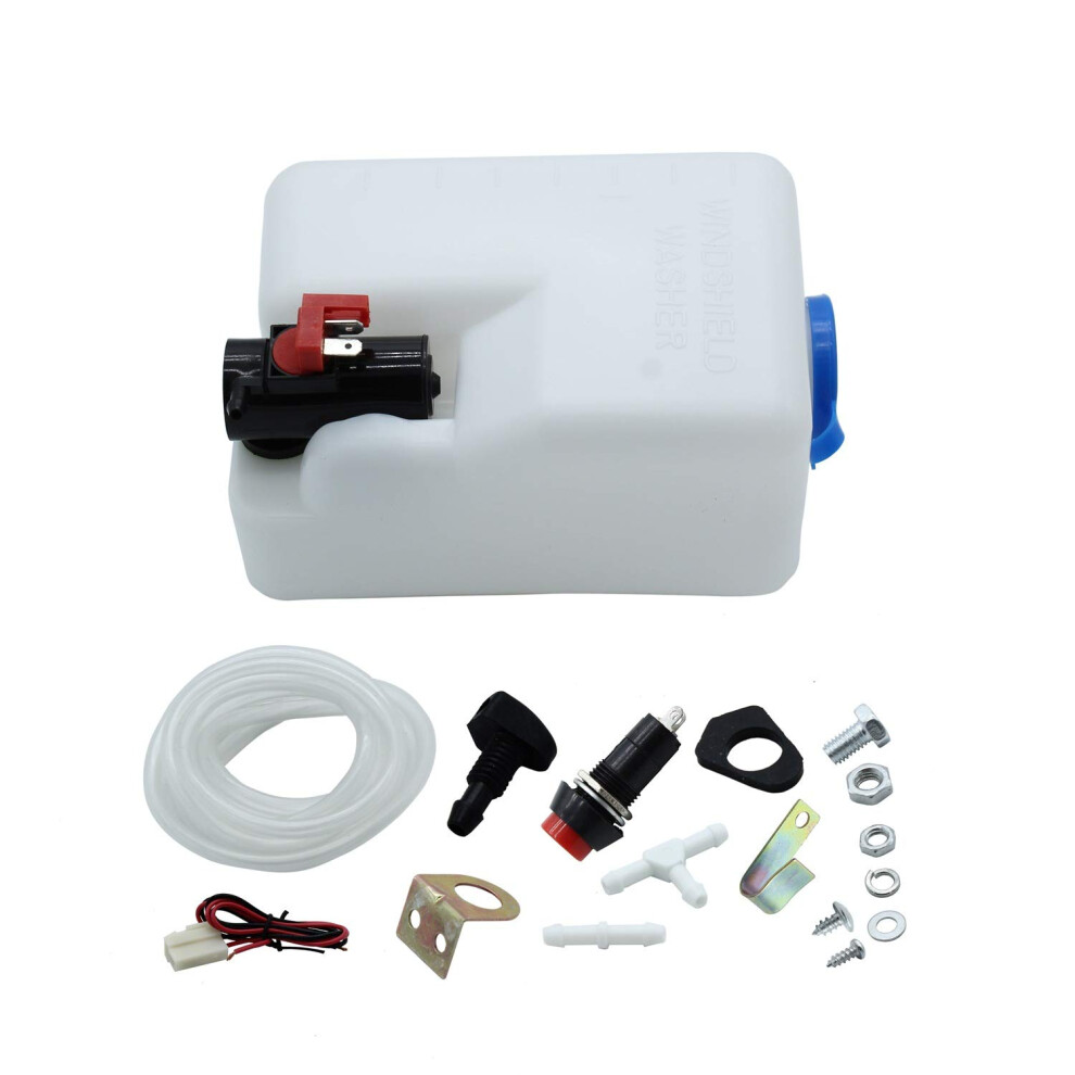Takpart 12V Universal Windshield Washer Pump Bottle Tank Kit Windscreen Washer Bottle 87834031