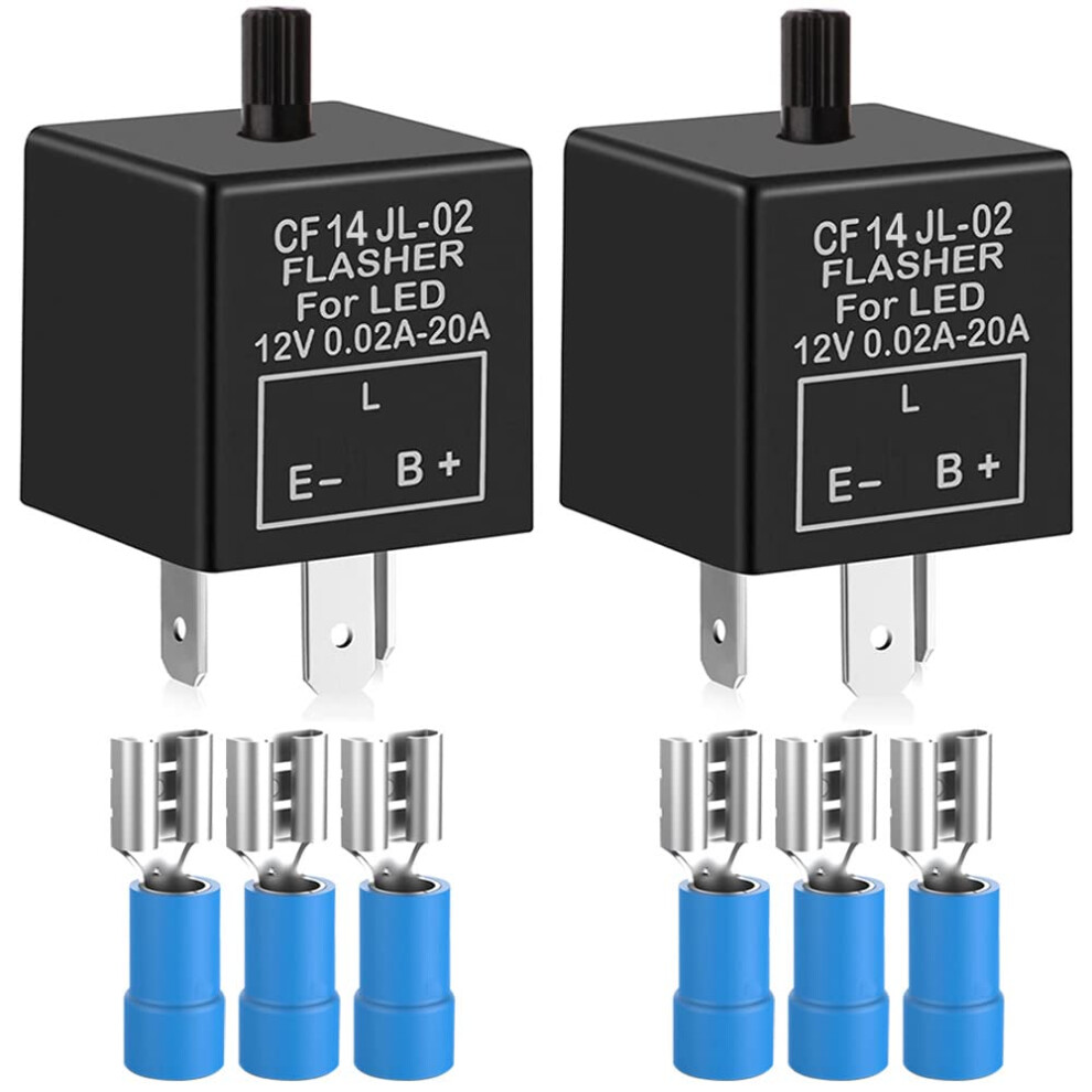 Gebildet 2Pieces 12V 3 Pin Electronic Led Flasher Relay 0.1W-150W C/M Motorcycle Turn Signal Adjustable Flasher Cf-14Kt, Comes With 6Pcs Terminals 62540872