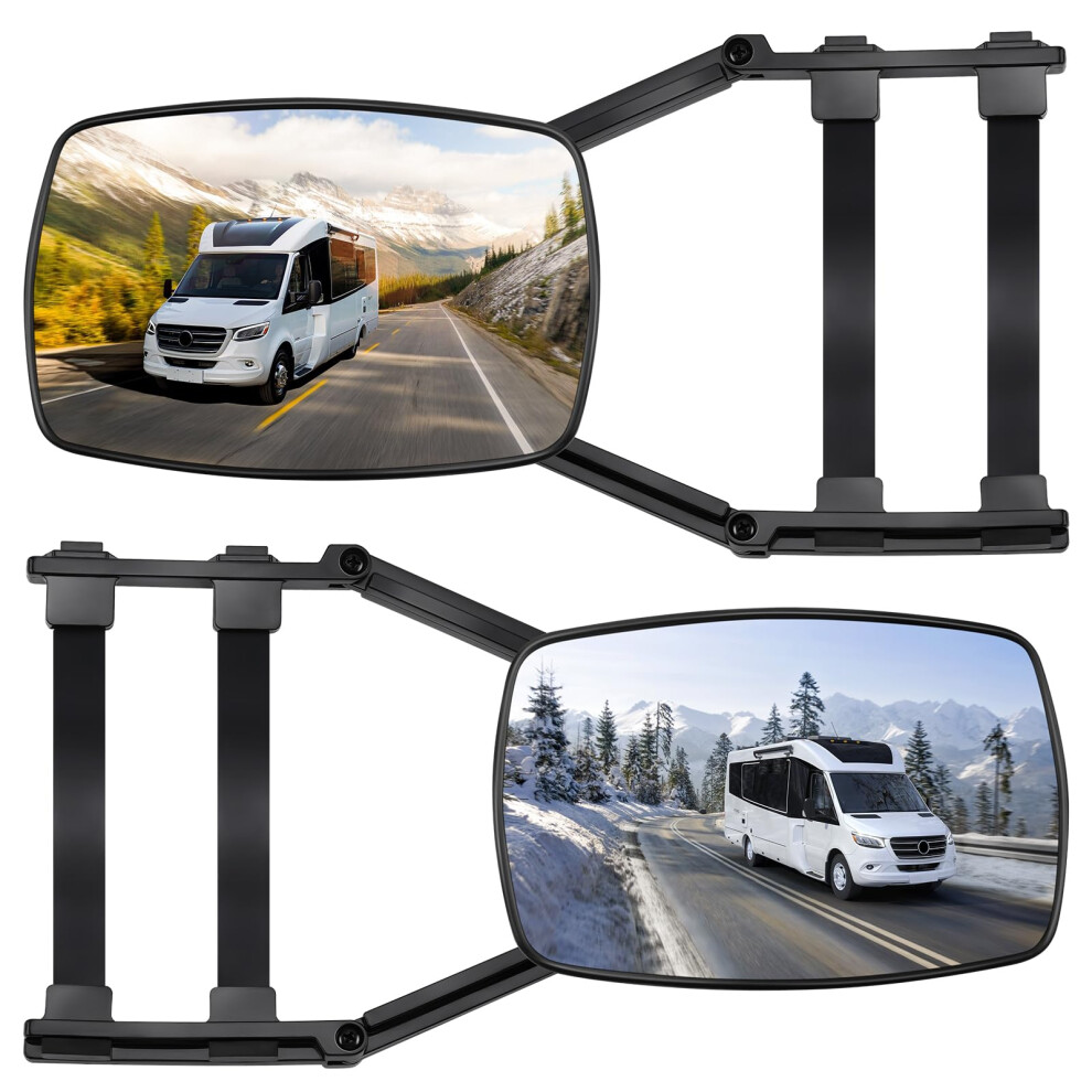 Kaolali Car Towing Mirrors, Caravan Towing Mirrors, 2 Pcs Extended Rearview Mirrors, Adjustable, Dual View, 360 Degree Rotation, For Car Rv Caravan T 32257311