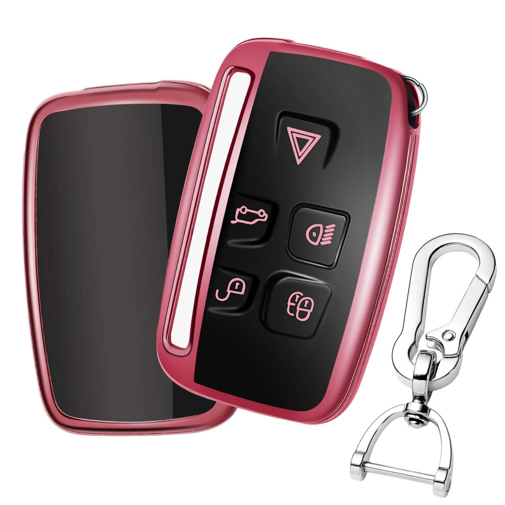 Qbuc Car Key Cover For 5 Button Soft Tpu With Keychain Protection Car Remote Key Fob Case Cover (Pink) Pink 82089122