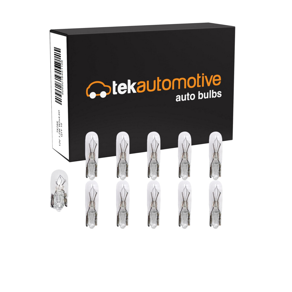Tek Automotive 286 T5 Dashboard Bulbs 12V 1.2W W2x4.6d Â Instrument Panel & Speedometer Capless Car Bulbs, 10 Pack Light 19261898