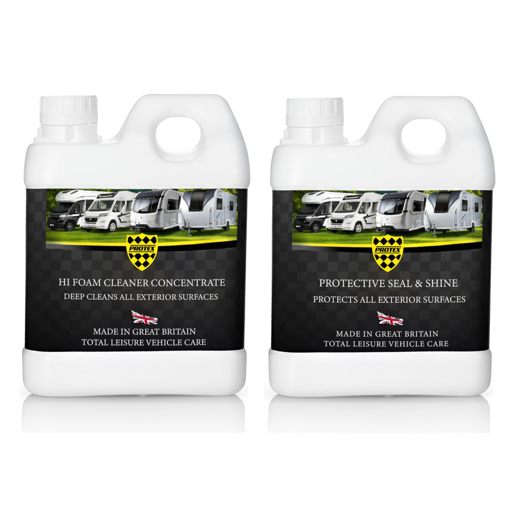 Protex Caravan & Motorhome Cleaning Kit. Hi Foam Cleaner Concentrate 1 Ltr. & Protective Seal & Shine 1 Ltr. 5051226514425