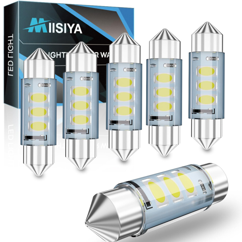 Miisiya 36Mm 6418 Led Car Bulbs, 1.42 Inches 36Mm Festoon Led Car Bulbs ,12V 27Smd 3014 Chipset 6461 C5w Bulbs For Interior Car Lights Dom White/Light 75212711