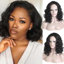 Women Mid-length Black Wavy Fluffy Curly Wig Synthetic Hair Full Wigs for Party Daily Use