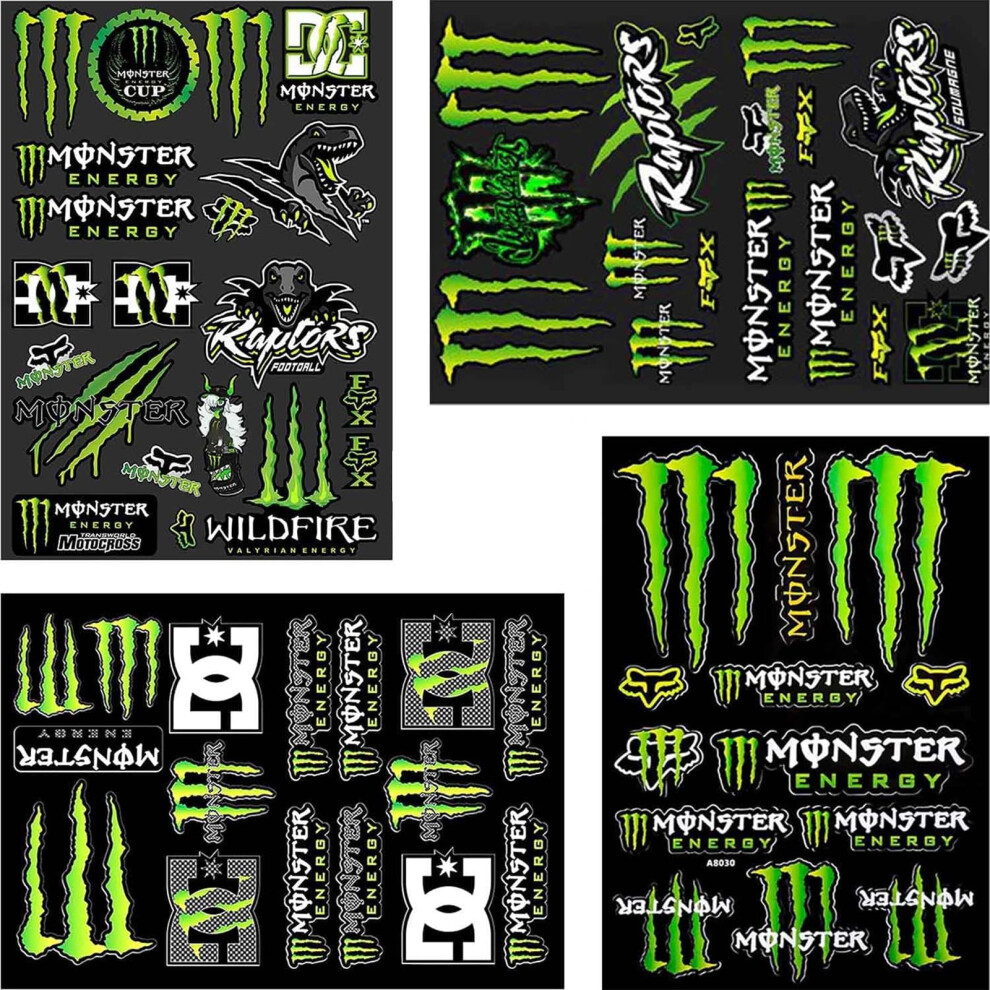 4Pack Monster Energy Stickers For Helmet, Car, Motocross, Motorbike - Funny Cartoon Decals For Skateboard, Laptop, Bicycle 68793678