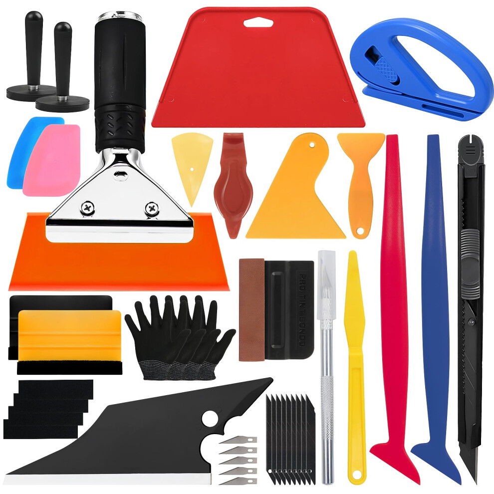 Seconero 37Pcs Car Tint Kit With Multiple Vinyl Squeegees & Scrapers, Window Film Application Kit, Diy Car Window Tinting Tools, Vehicle Vinyl Wrap E 58723197