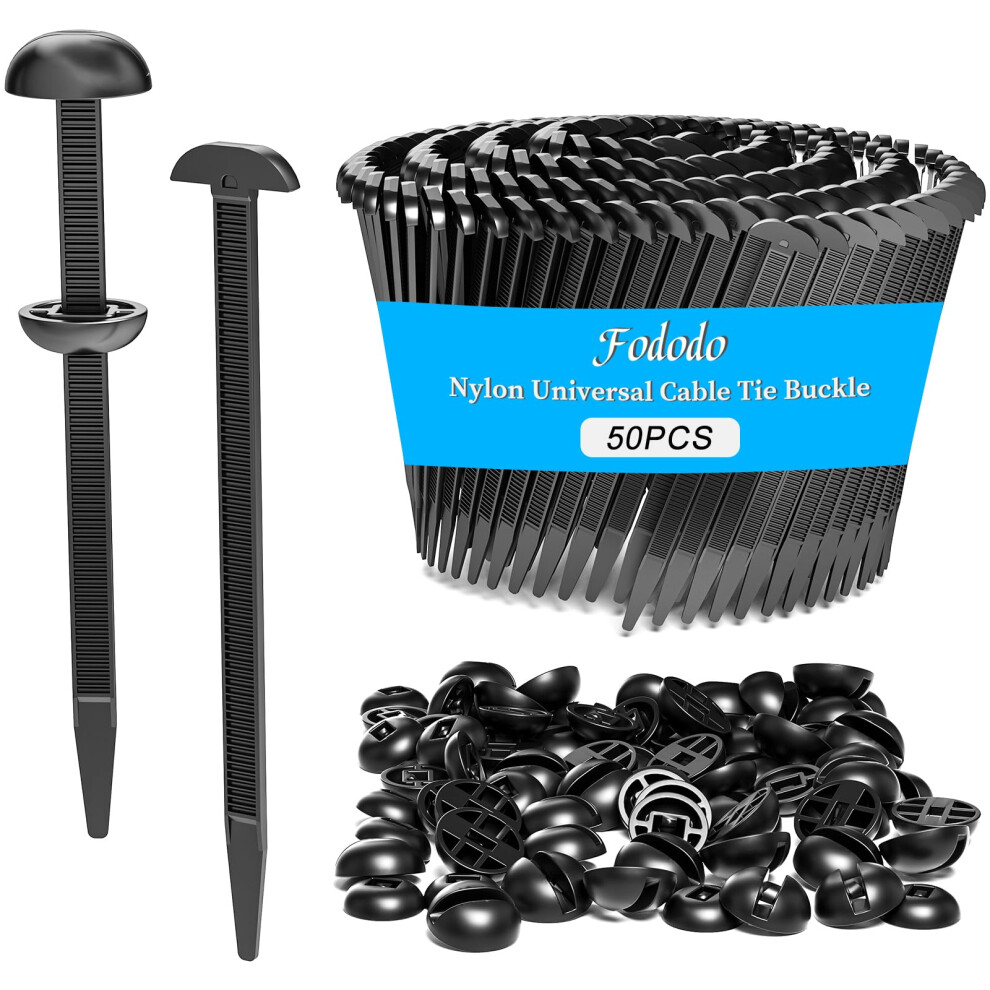 50Pcs Nylon Universal Cable Tie Buckle, Upgraded Automotive Zipper Clips, Heavy Duty Self-Locking Zip Ties Holder With Pin & Button,Top Movable Dome 31656092