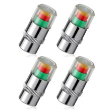 Horyue 4 Pcs Stainless Steel Tyre Pressure Sensor Valve Caps | Copper Core Visual Indicator tyre valve caps | Anti-Rust tyre caps & dust caps for car