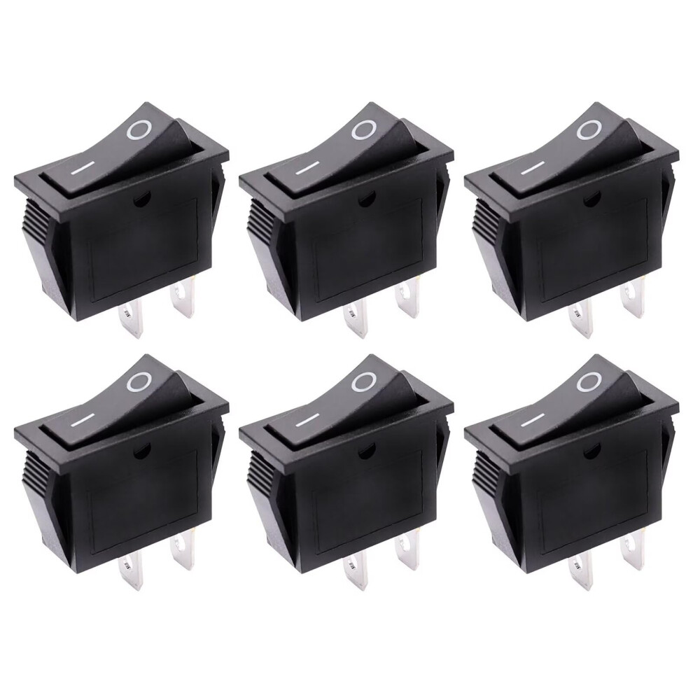 6Pcs Toggle Switch, On/Off Mini Boat Switch 16A 250Vac, 2 Pin Toggle Press Button Rocker Switch For Car Auto Boat Household Appliances, Black 46719775