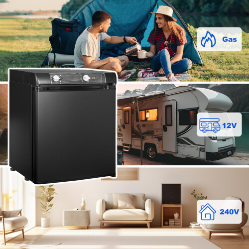 Techomey 40L Gas Fridge, 3 Way Fridge for 1