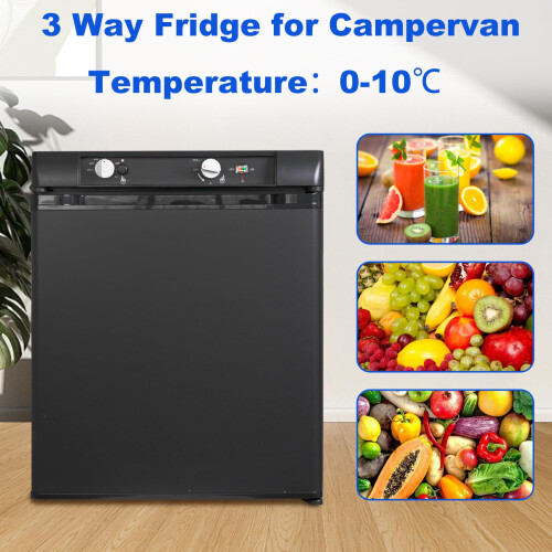 Techomey 40L Gas Fridge, 3 Way Fridge for 2