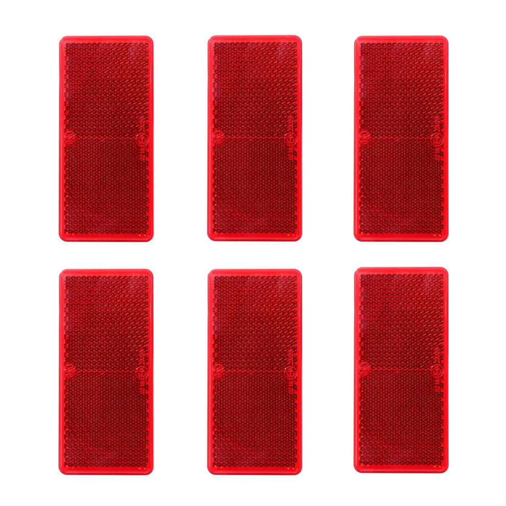 Woola Self Adhesive Reflector,6 Pack Rectangular Side Reflector Trailer,Size 94X44 Mm Cat Eye Rear Reflectors Motorcycle Caravan Gate Post Fe Red 50423132