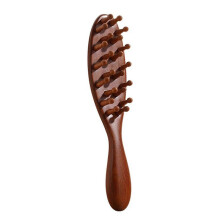 Peigne en bois de santal naturel à long manche, masseur de points d'acupuncture, 22 dents, pour le massage du cuir chevelu et la stimul