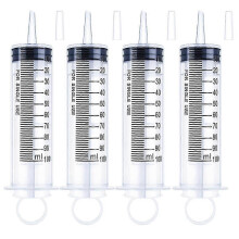 2025 Lot de 4 seringues de 100 ml avec capuchon, scellées individuellement et stériles