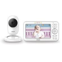VTech LM808-1W Baby Monitor with Camera,300m Long Range, Auto Night Vision, Video Baby Monitor with 5" Screen, 2-Way Audio Talk, Temperature Sensor,