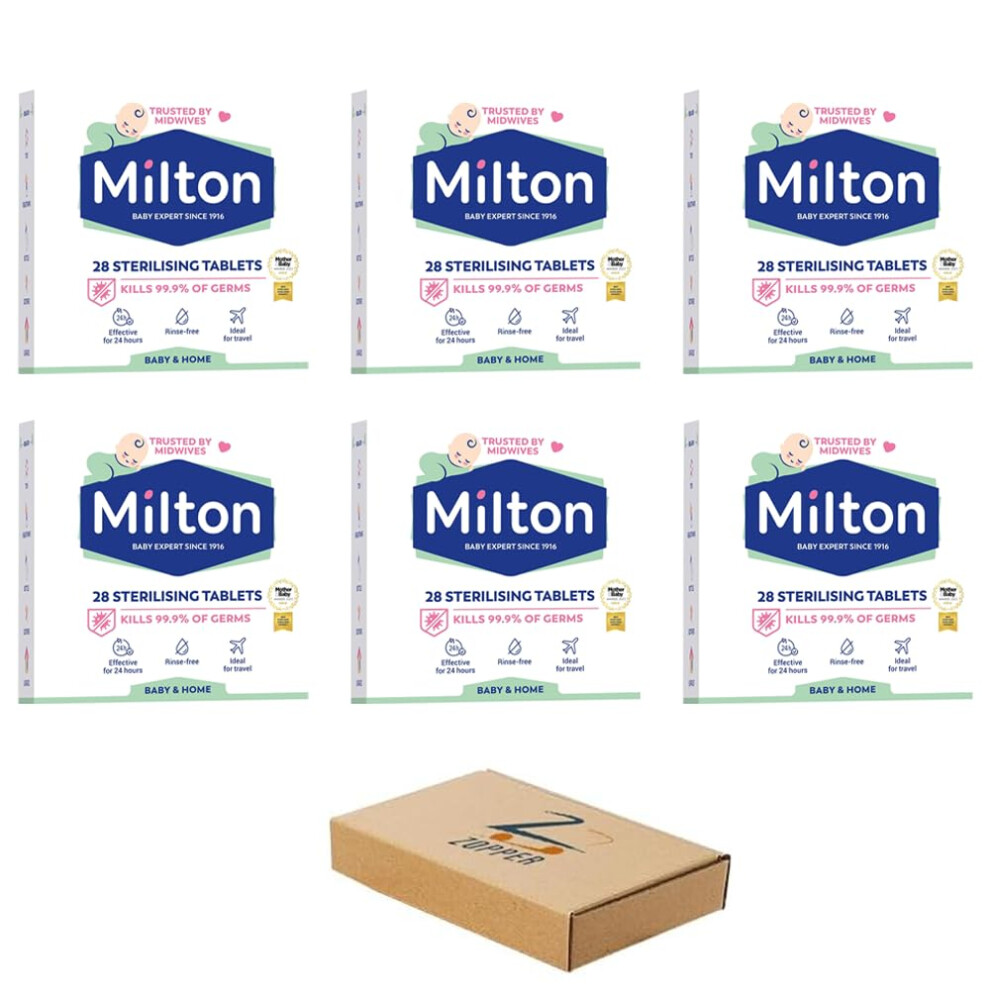 6 X 28 Milton Sterilising Tablets For Cleaning Baby Feeding Accessories And Breastfeeding Equipment Cleaning Baby Bottles Rinse-Free Ideal For Zopper