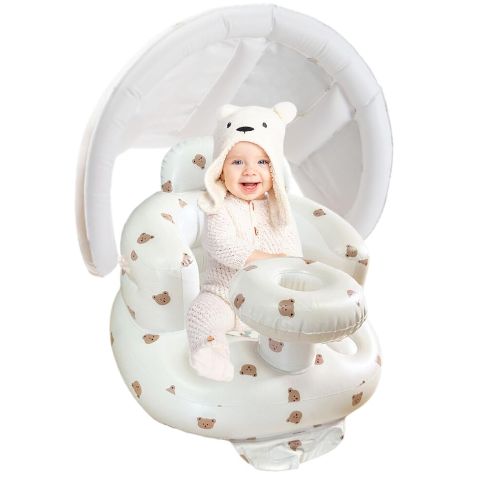 Baby Inflatable Seat For Babies 4-24 Months Built In Air Pump Infant Back Support Sofa Toddler Chair For Sitting Up, Baby Shower Chair Outdoor Floor Little Bean