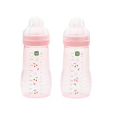MAM Easy Active Bottles | 2 Pack (2 x 270ml) | Medium Flow MAM Teats Size 2 | Baby Accessories | Ballet Slipper (Various Designs)