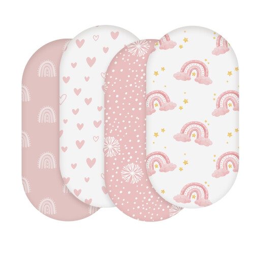 Soarwg Kids Moses Basket Crib Fitted Sheets, 4-Pack, 82x41cm