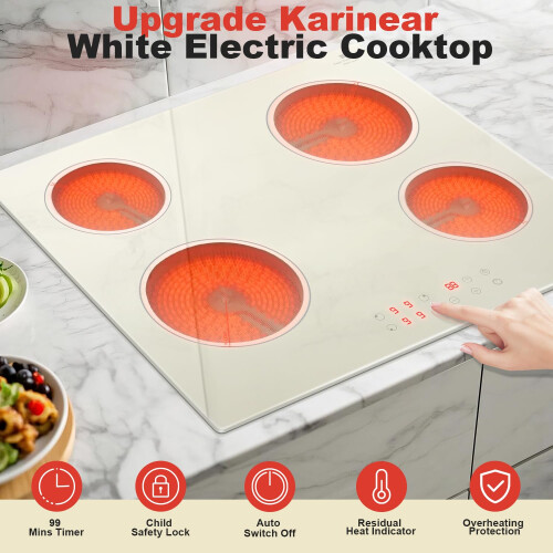 Karinear White Ceramic Hob 60cm Electric Ceramic Hob 1